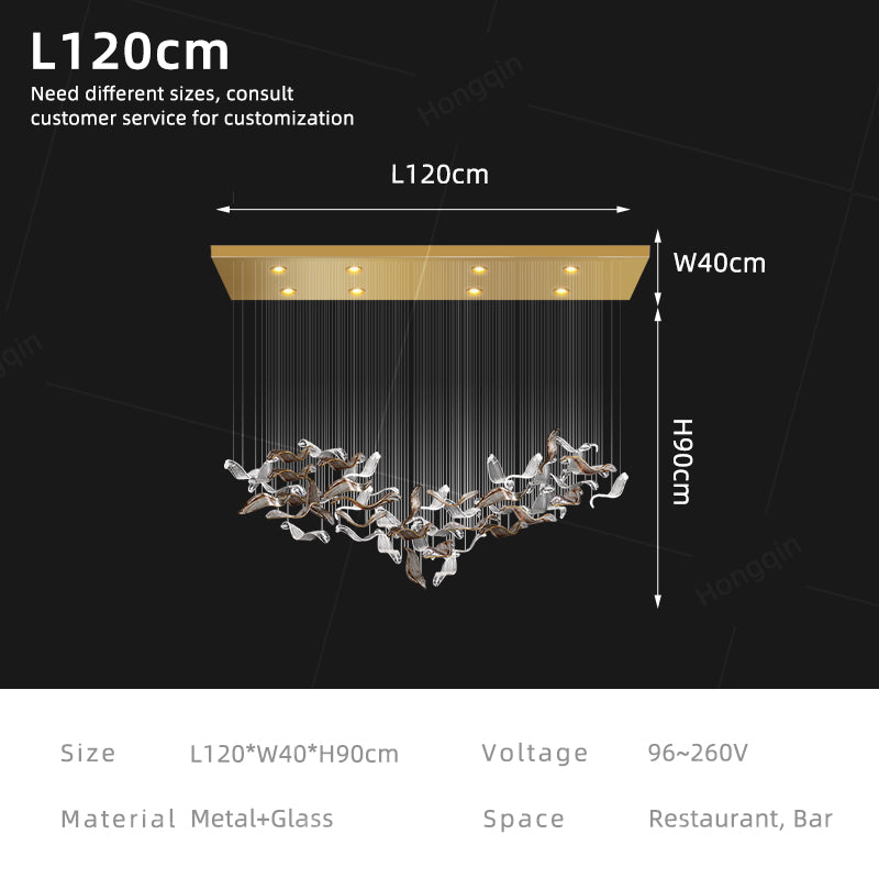 Light luxury art glass branch chandelier | Non standard customized engineering chandelier for hotel lobby/villa empty living room