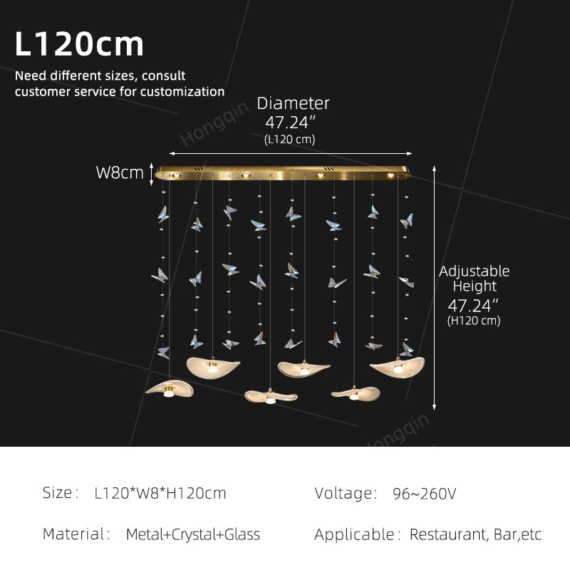 Dining Room Chandeliers Modern Villa Restaurant Bar Counter Kitchen Island Pendant Lamp Designer Lotus Leaf Glass Hanging Lamp