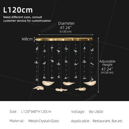 Dining Room Chandeliers Modern Villa Restaurant Bar Counter Kitchen Island Pendant Lamp Designer Lotus Leaf Glass Hanging Lamp