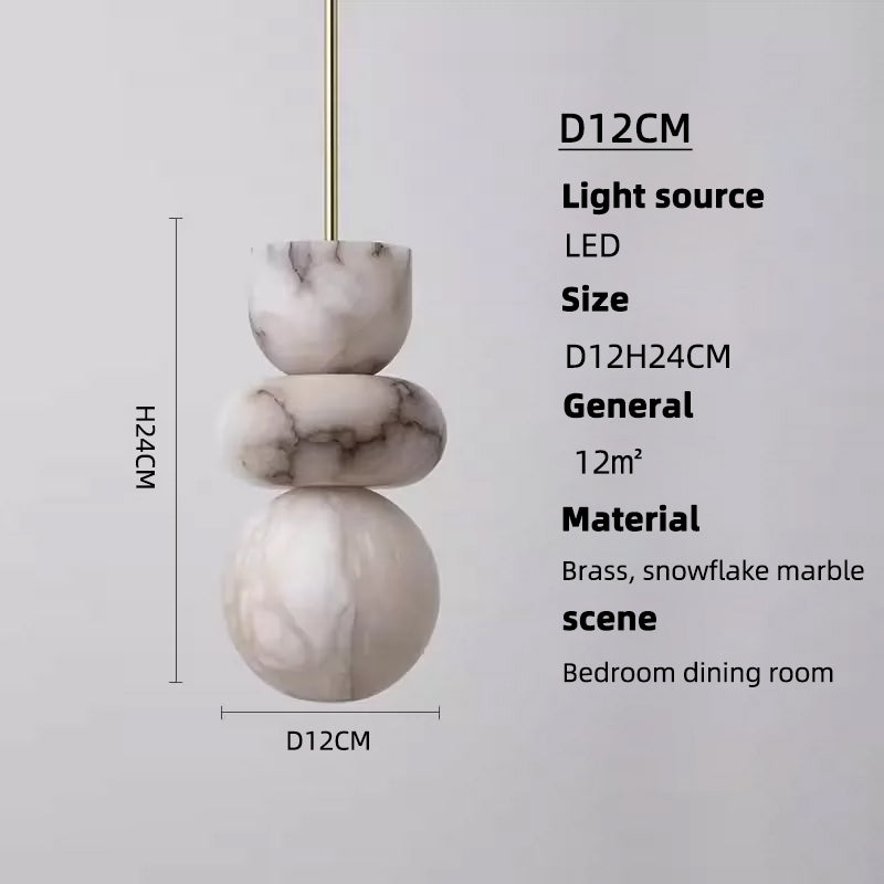 Natural Marble Art LED Hanging Lamps