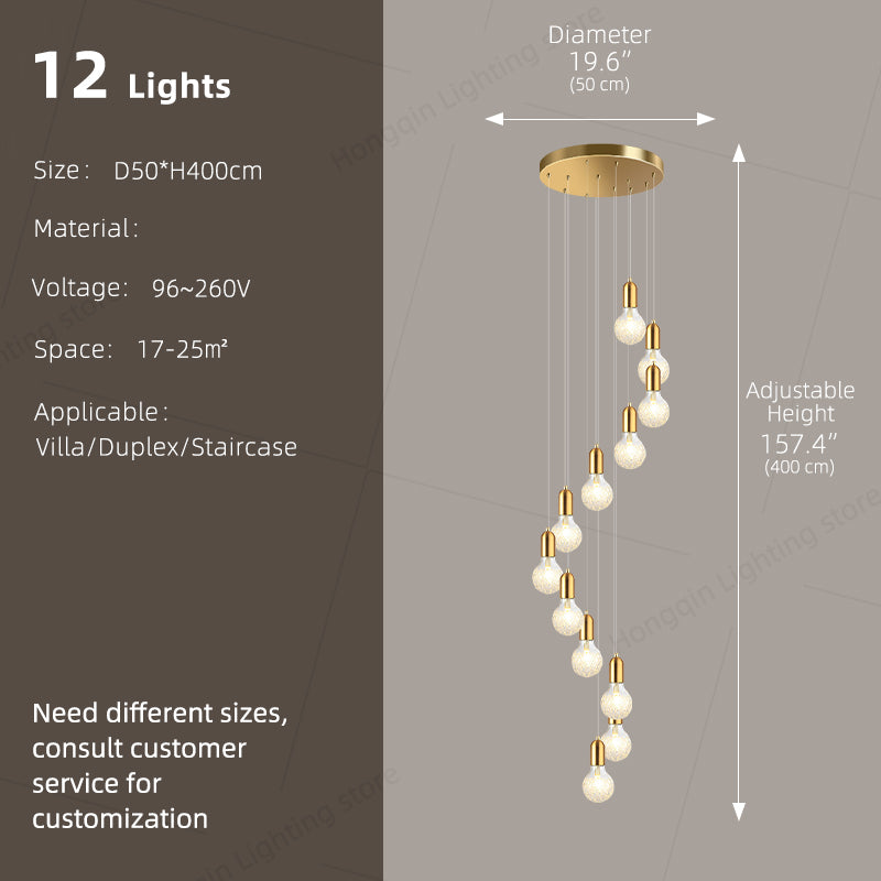 Modern Luxury Long Glass Stairs Chandelier