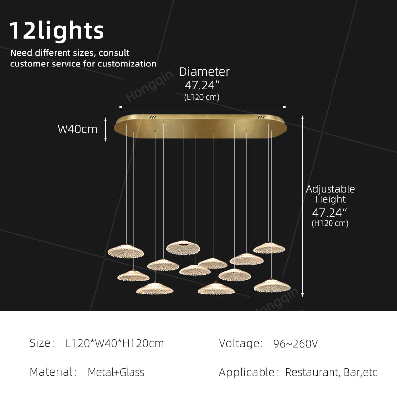 Ripple Water Glass Chandelier Dining Table Kitchen Dining Room Art Chandelier Island Bar Pendant Lamp