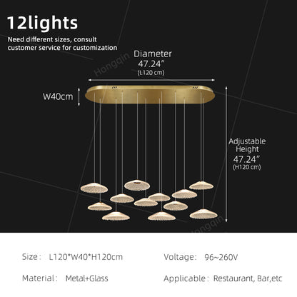 Ripple Water Glass Chandelier Dining Table Kitchen Dining Room Art Chandelier Island Bar Pendant Lamp