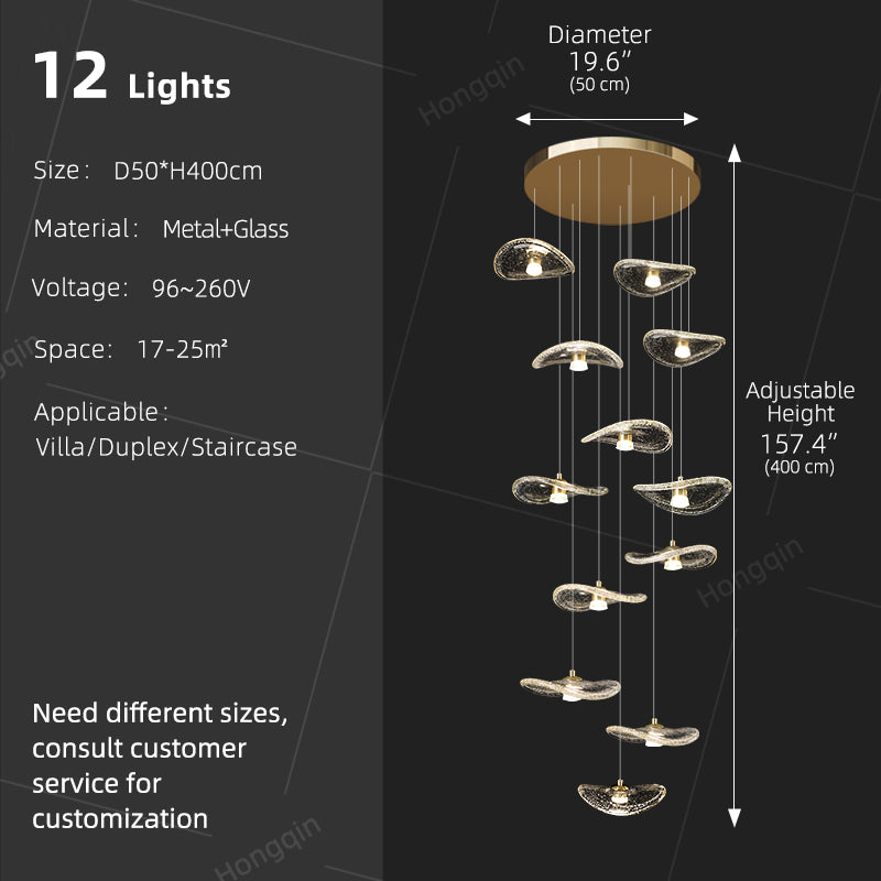 Indoor Rotating Staircase Hanging Lights Nordic Minimalist Villa Staircase Glass High Ceiling Chandelier Luxury Lighting