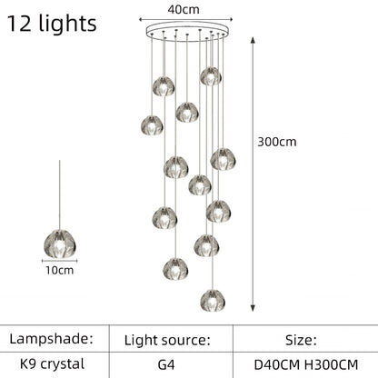 Modern Crystal Chandelier Loft Pendant Light
