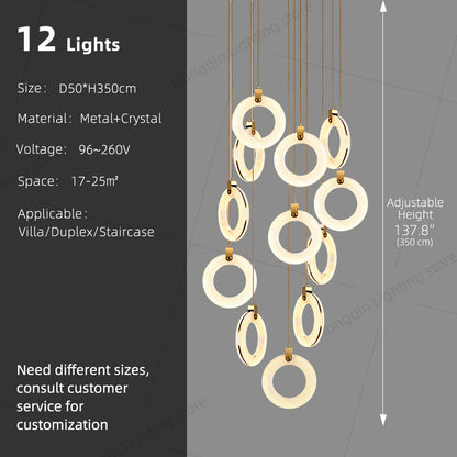 Stair Chandelier Nordic Minimalist Marble Staircase Pendant Light Villa Staircase High Ceiling Chandelier Luxury Lighting