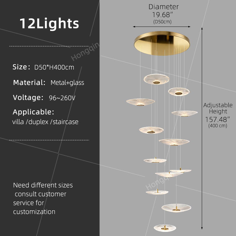 Modern Glass Stair Chandelier Villa Duplex Loft Ceiling Hanging Light