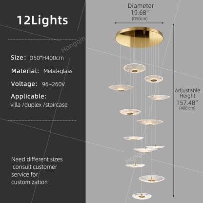 Modern Glass Stair Chandelier Villa Duplex Loft Ceiling Hanging Light