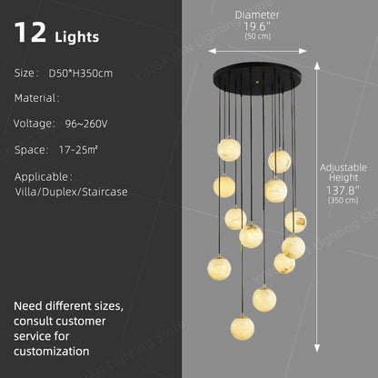Luxury Marble High Minimalist Long Chandelier
