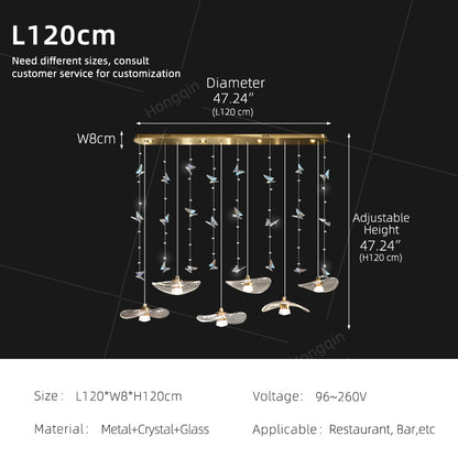 Dining Room Chandeliers Modern Villa Dining Table Bar Counter Kitchen Ceiling Lamp Double Color Lotus Leaf Glass Art Hanging Lam
