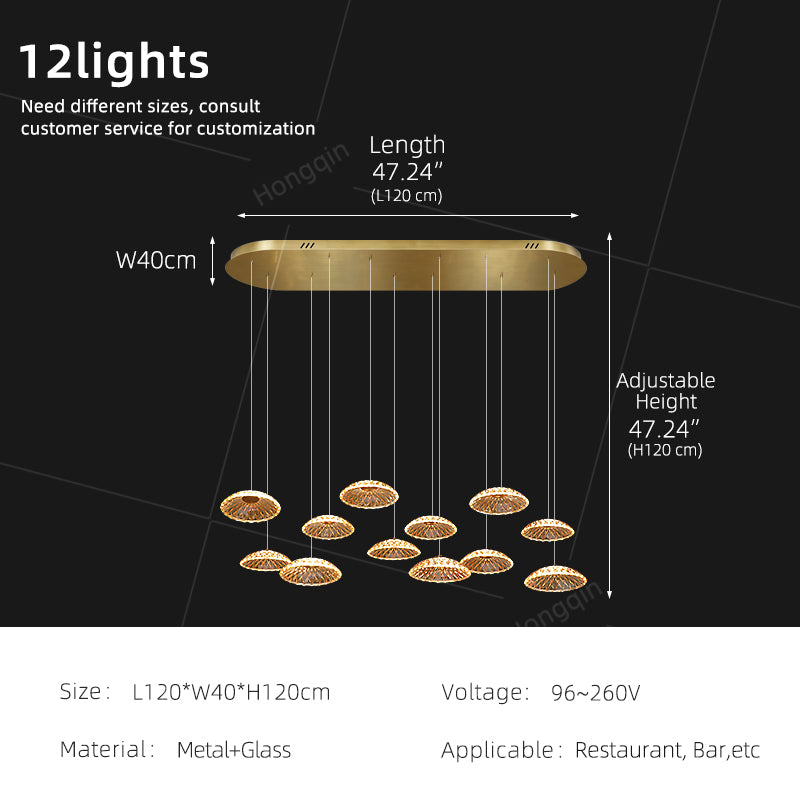 Luxury Ripple Water Glass Chandelier Living Room Kitchen High Ceiling Hanging Lights Art Dining Room Island Bar Pendant Lamp