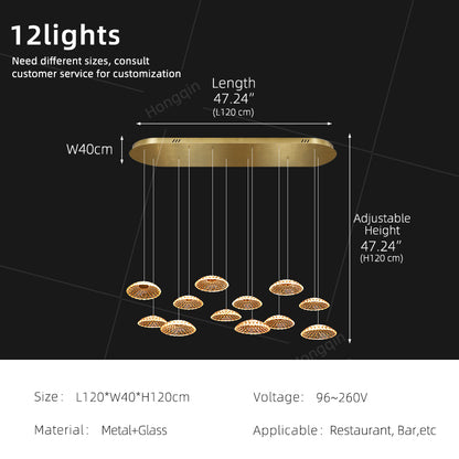Luxury Ripple Water Glass Chandelier Living Room Kitchen High Ceiling Hanging Lights Art Dining Room Island Bar Pendant Lamp