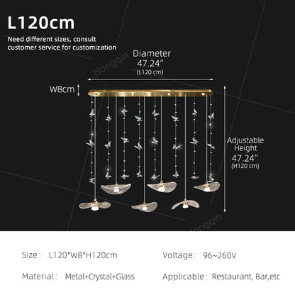 Restaurant Pendant Light Modern Villa Loft Chandelier Designer Lotus Leaf Glass Ceiling Hanging Chandelier