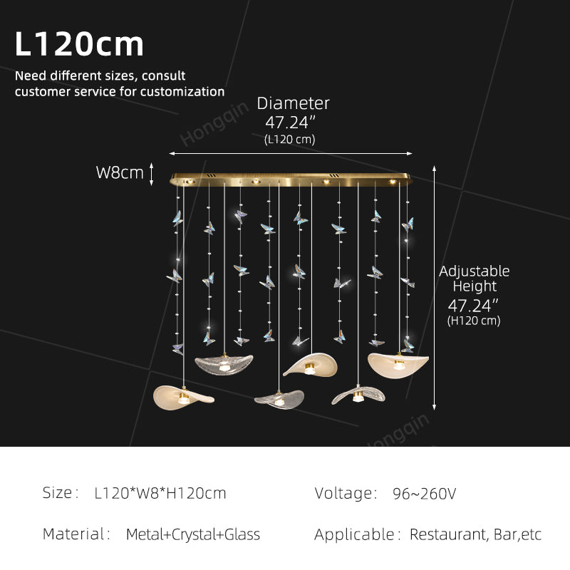 Dining Room Chandeliers Modern Villa Table Island Pendant Lamp Cream-white Lotus Leaf Glass Art Hanging Lamp
