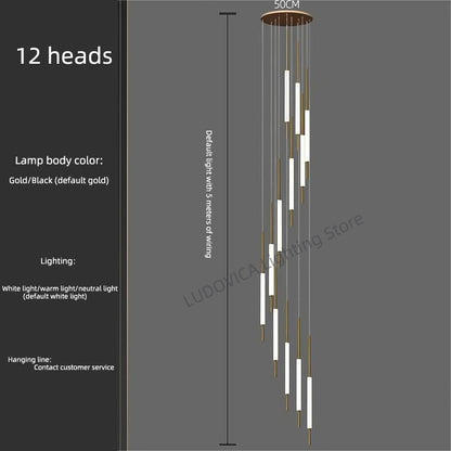 Duplex Attic Staircase Chandelier Long LED Chandelier Stair Pendant Dining Room Stair Chandeliers