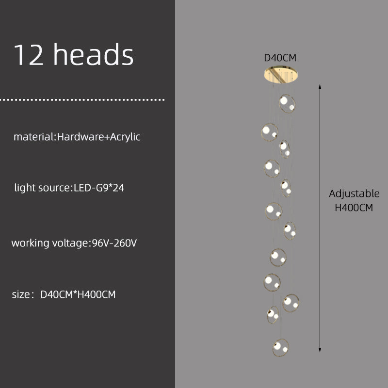 modern staircase light Luxury Villa Attic Stair Chandelier