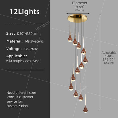 Stairs Chandelier Minimalist Modern Lighting Living Room Pendant Light Lustre High Ceiling Long Staircase Chandelier