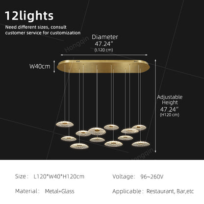 Luxury Chandelier Ripple Water Glass Pendant Lamp Living Room Dining Room Dining Table Kitchen Island Bar Art Hanging Lights