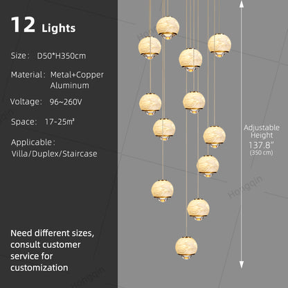 Staircase Pendant Light Lustre Minimalist Duplex Loft Marble Chandelier Villa High Ceiling Hanging Lamp Long Stair Chandelier