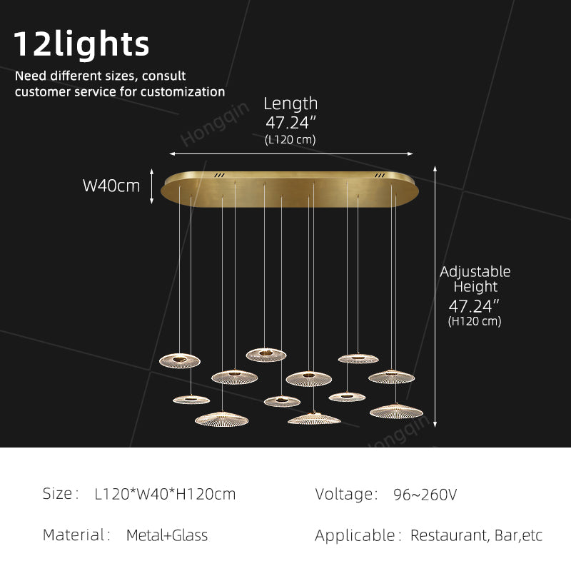 Modern Luxury Glass Chandelier Bar Kitchen Island Table Ripple Water Glass Pendant Lamp Art High Ceiling Hanging Lights