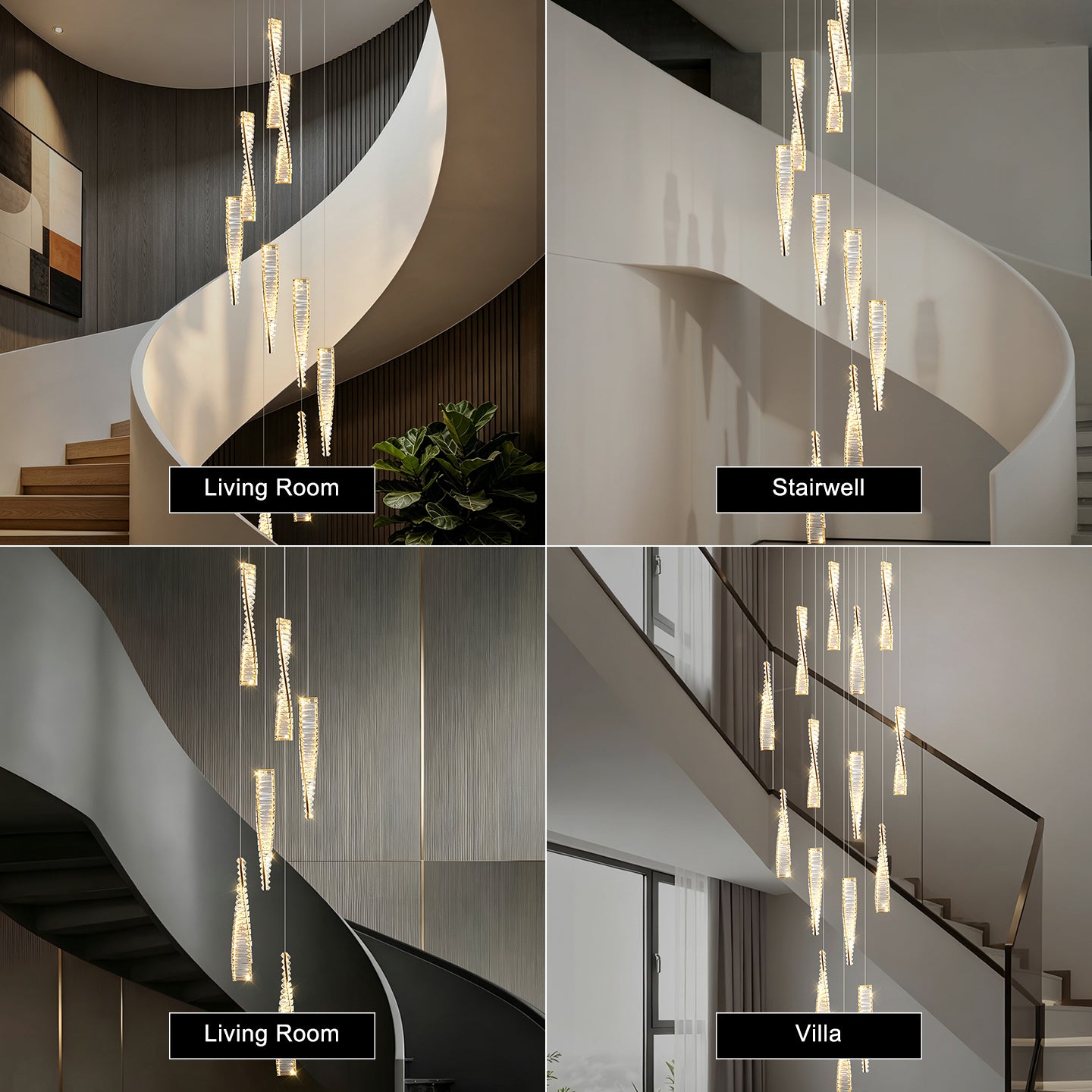 Luxury Spiral Staircase Crystal Chandelier