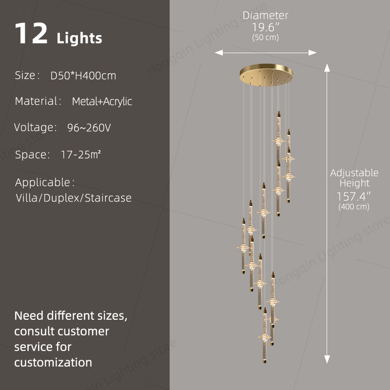 Modern High Long Staircase Chandelier