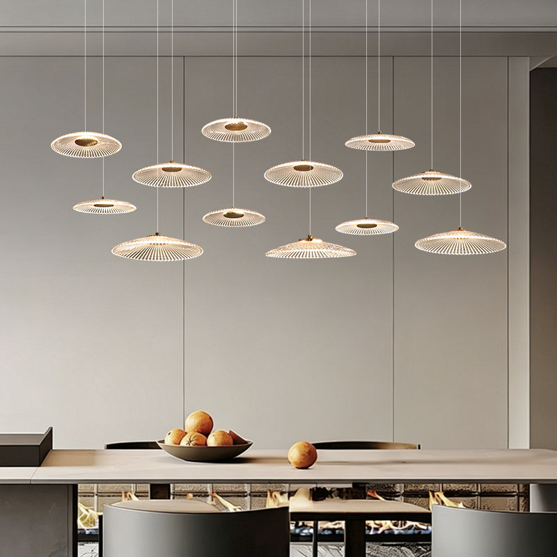 Modern Luxury Glass Chandelier Bar Kitchen Island Table Ripple Water Glass Pendant Lamp Art High Ceiling Hanging Lights