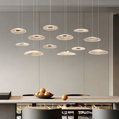 Modern Luxury Glass Chandelier Bar Kitchen Island Table Ripple Water Glass Pendant Lamp Art High Ceiling Hanging Lights