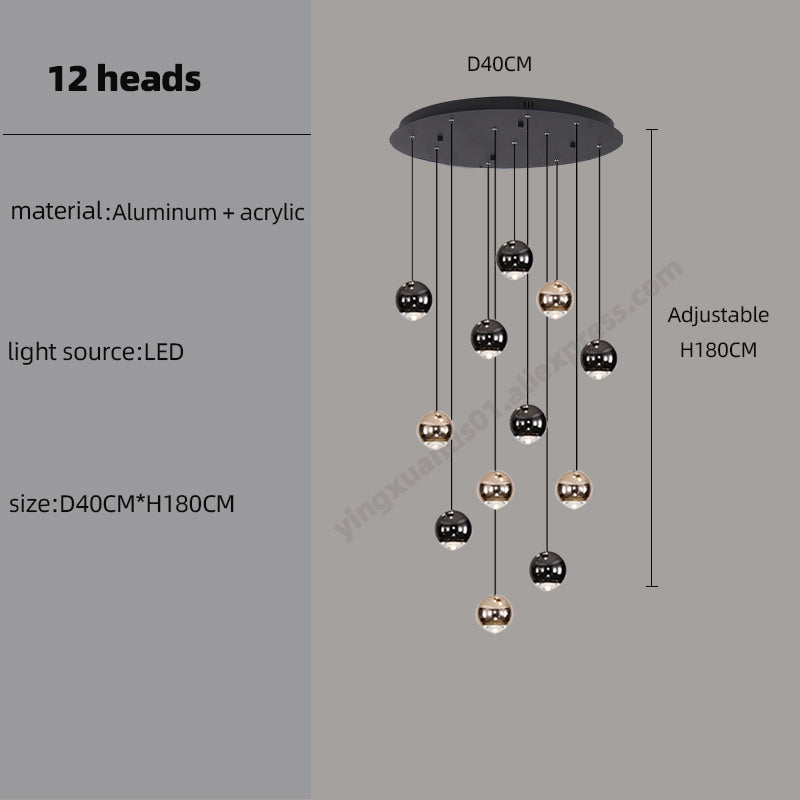 Luxury LED Staircase nordic minimalist Chandelier