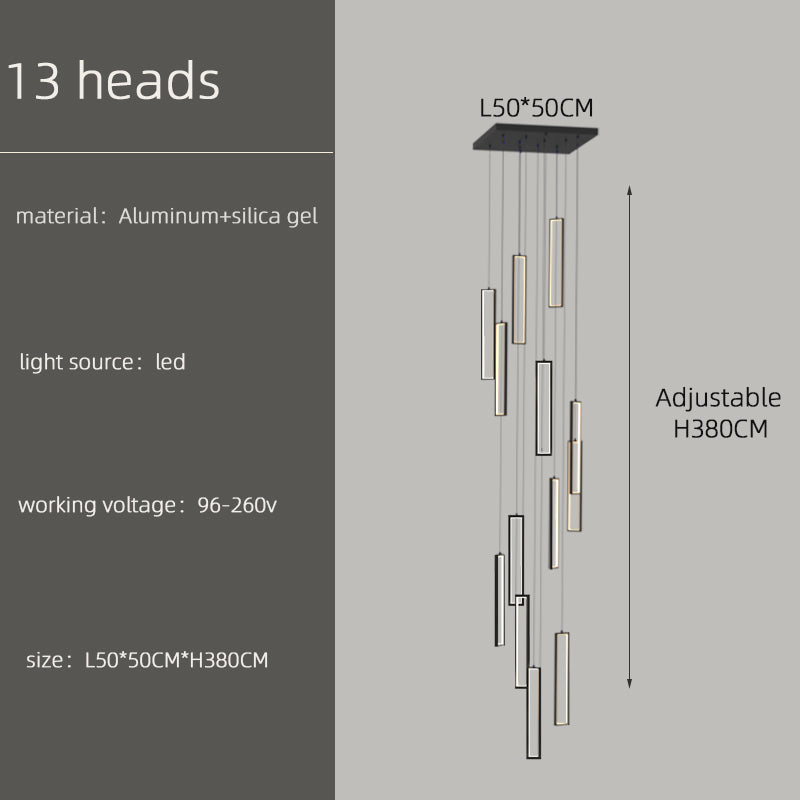 Luxury LED Staircase Attic Villa Stair Chandelier
