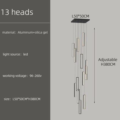 Luxury LED Staircase Attic Villa Stair Chandelier