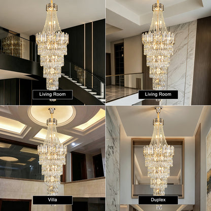 Luxury Stair Crystal Duplex Hall Chandelier