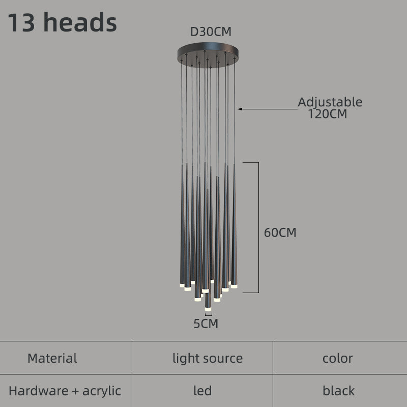 Nordic Minimalist Black Conical LED Pendant Light