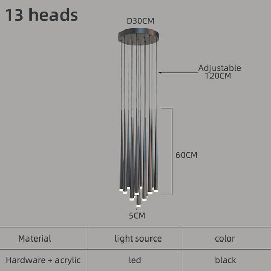 Nordic Minimalist Black Conical LED Pendant Light
