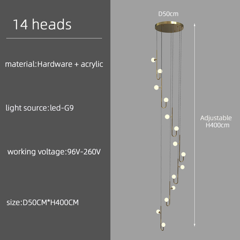 Modern Villa Staircase Long LED Pendant Lamp