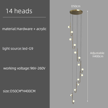 Modern Villa Staircase Long LED Pendant Lamp