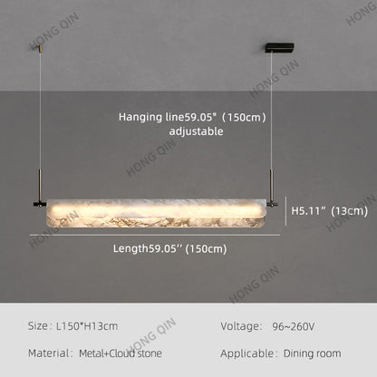 Modern Natural Marble Long Chandelier