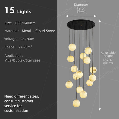 Luxury Marble High Minimalist Long Chandelier