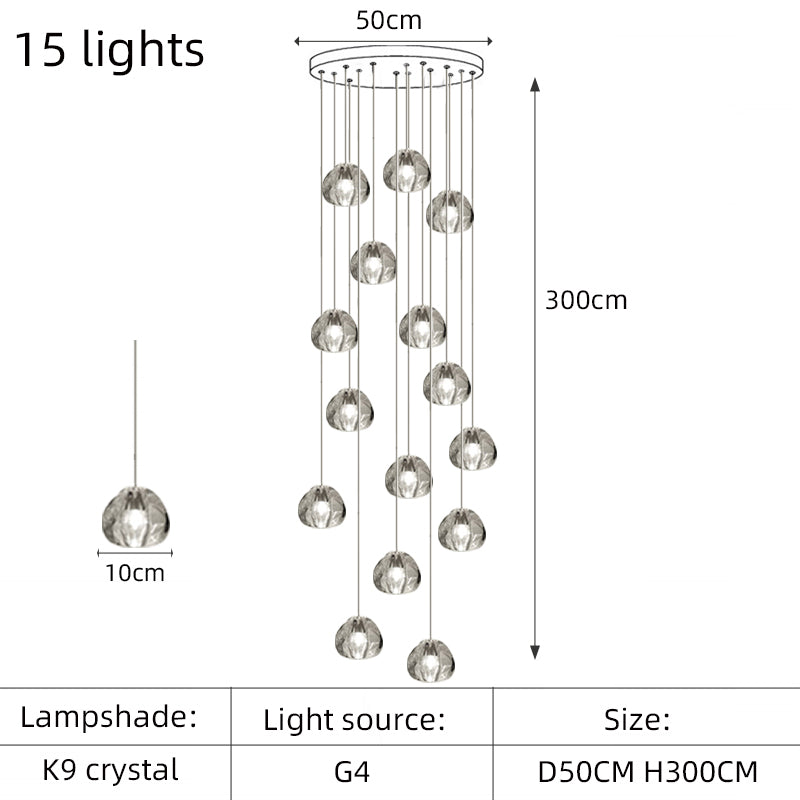 Modern Crystal Chandelier Loft Pendant Light