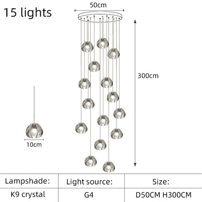 Modern Crystal Chandelier Loft Pendant Light