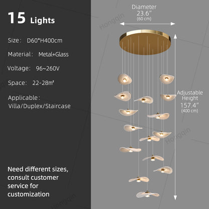 Stair Chandelier Luxury Nordic Minimalist Glass Staircase Chandelier Lighting Villa Staircase High Ceiling Chandelier