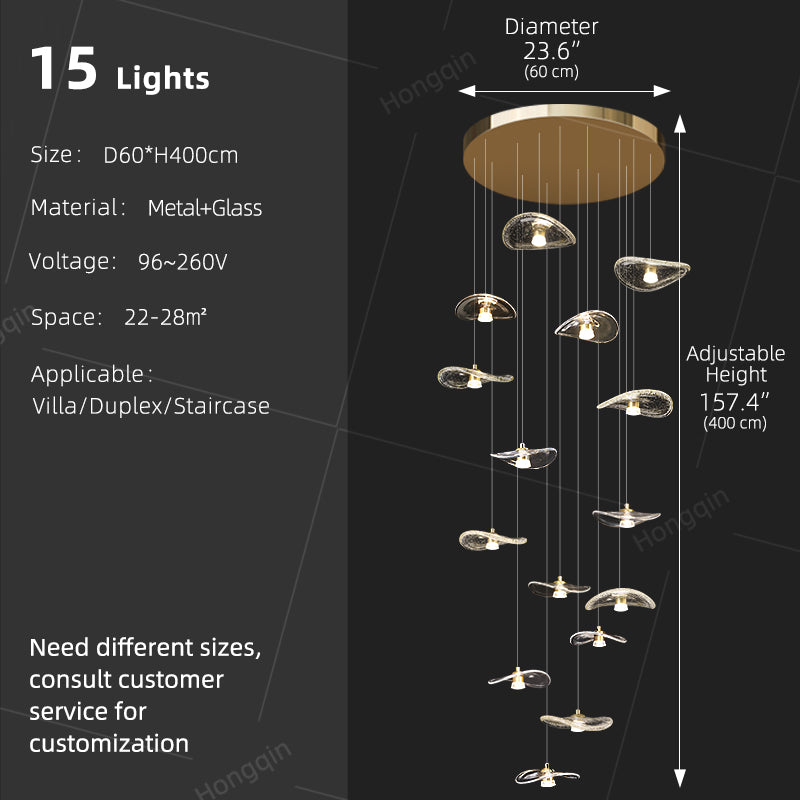 Staircase Duplex Loft Pendant Light Rotating Staircase Light Glass Pendants Lighting Modern Ceiling Chandelier