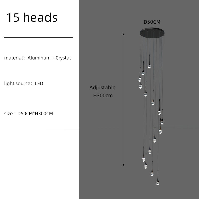 Staircase Long Villa Hote Luxury LED Chandelier