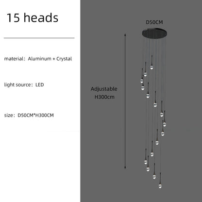 Staircase Long Villa Hote Luxury LED Chandelier