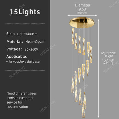 Luxury Spiral Staircase Crystal Chandelier