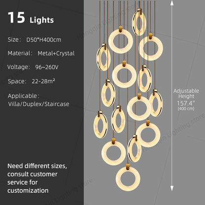 Stair Chandelier Nordic Minimalist Marble Staircase Pendant Light Villa Staircase High Ceiling Chandelier Luxury Lighting