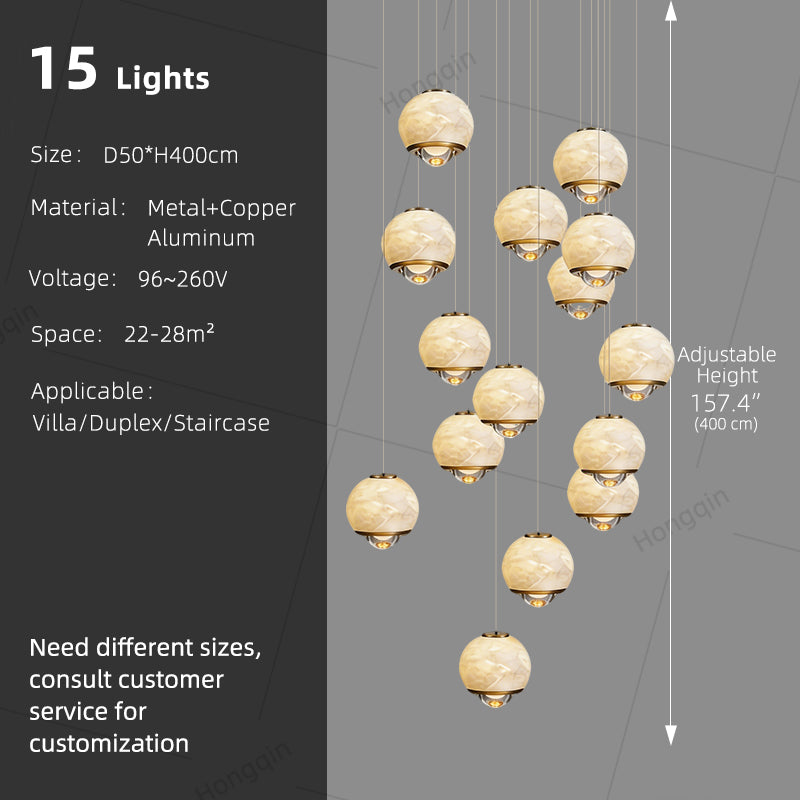 Staircase Pendant Light Lustre Minimalist Duplex Loft Marble Chandelier Villa High Ceiling Hanging Lamp Long Stair Chandelier