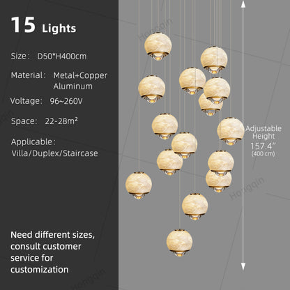 Staircase Pendant Light Lustre Minimalist Duplex Loft Marble Chandelier Villa High Ceiling Hanging Lamp Long Stair Chandelier