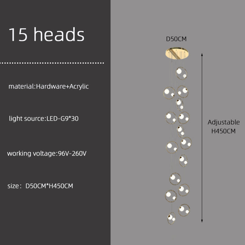 modern staircase light Luxury Villa Attic Stair Chandelier