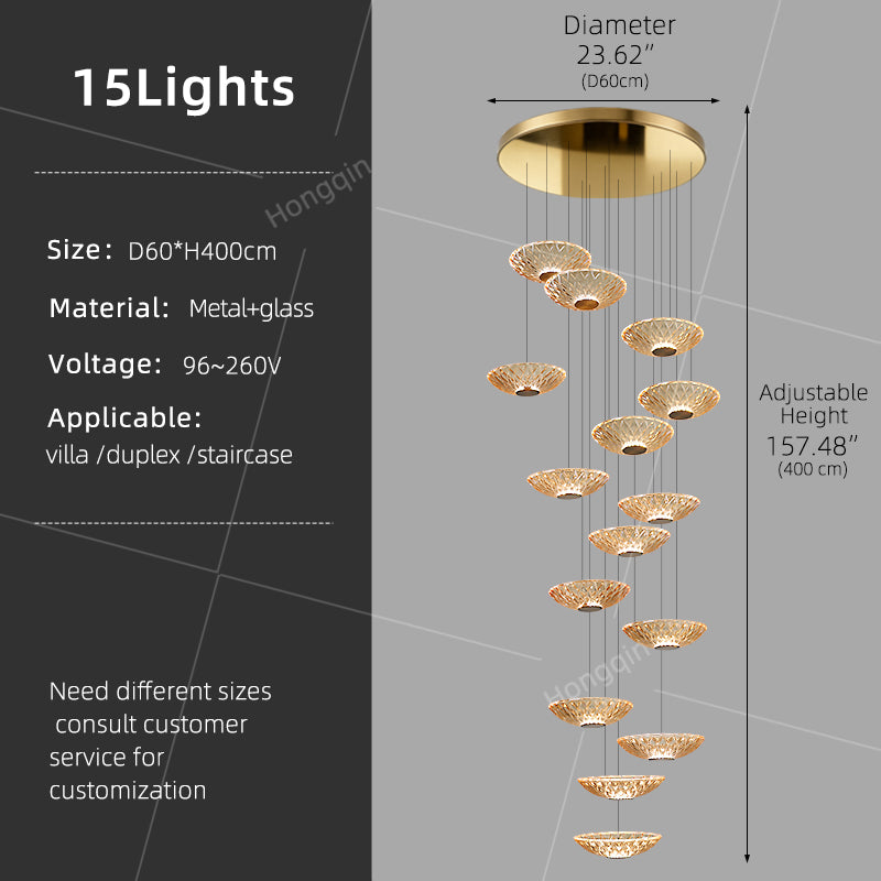 Modern LED Stair Designer Glass Pendant Light